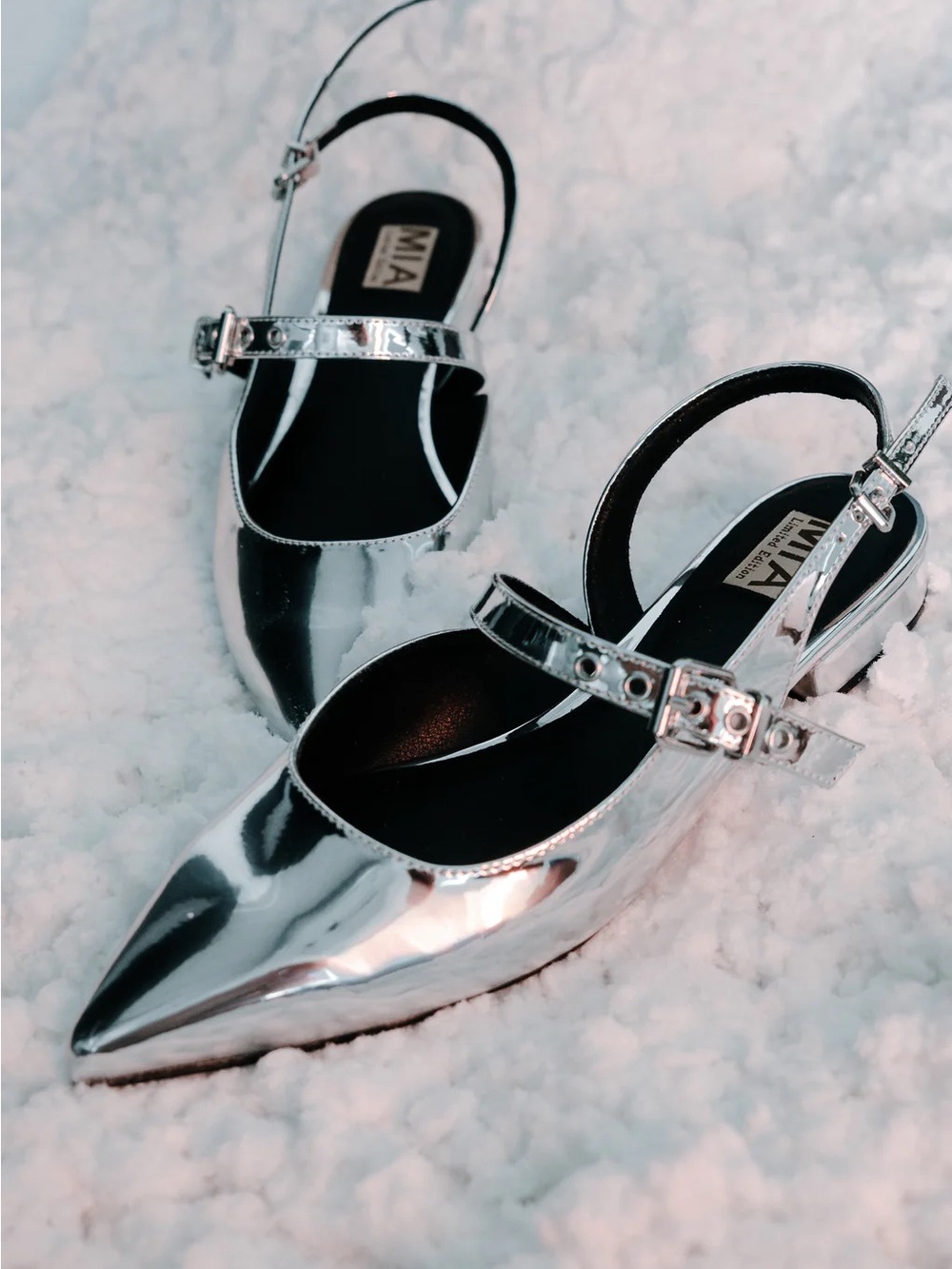 MIA Metallic Silver Pointed Slingback Heels - Picture 9 of 10